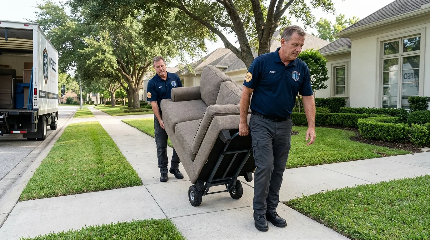 Local residential moving crew loading furniture in Hauppauge, NY