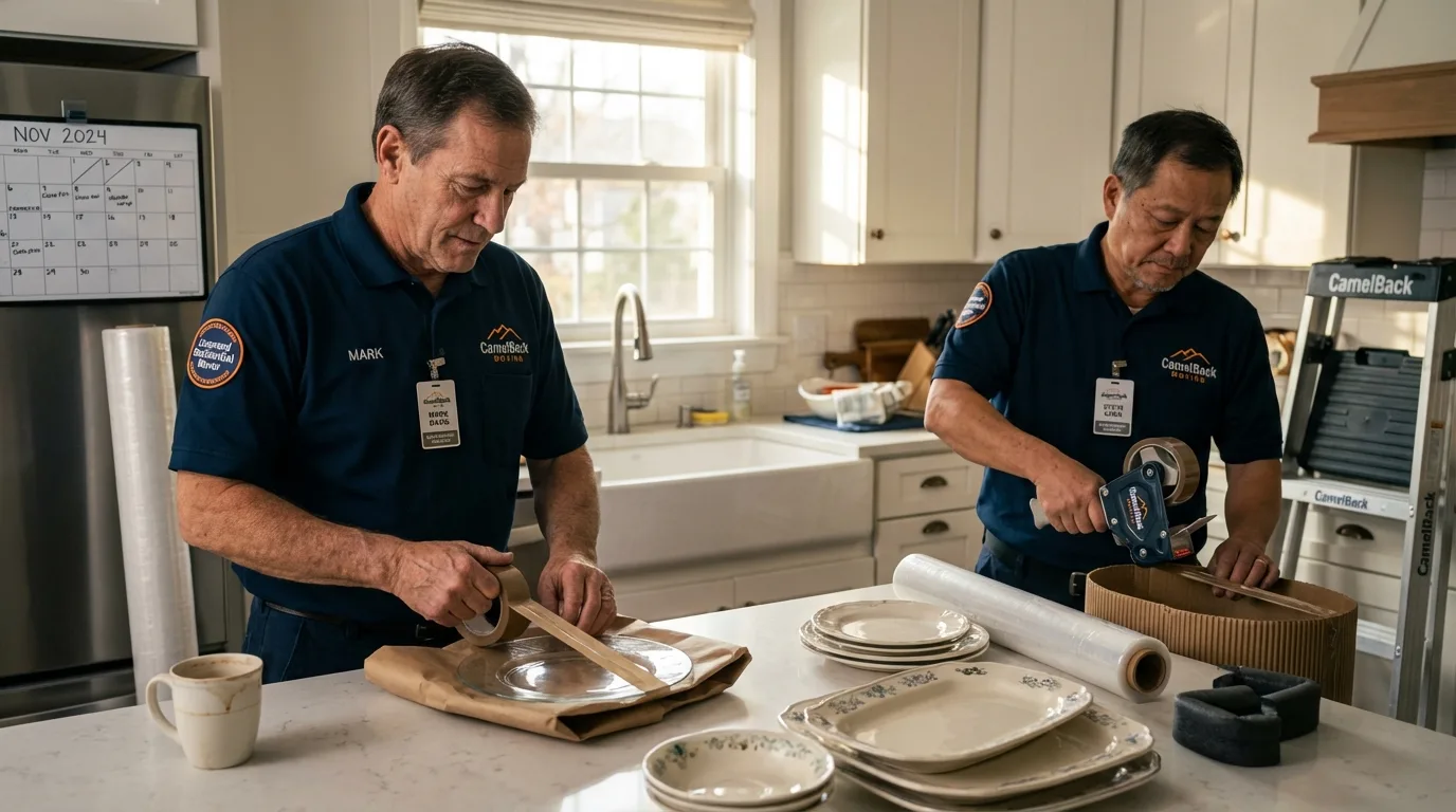 Professional crew packing kitchen dishware in Hauppauge, NY